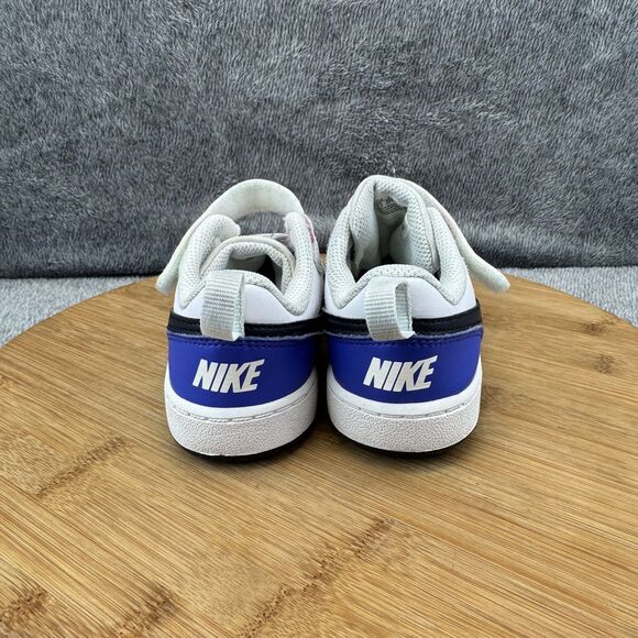 Nike Court Borough Low 2 Shoes Kids 10C White Black Sneakers DV5458-108 - Picture 4 of 9